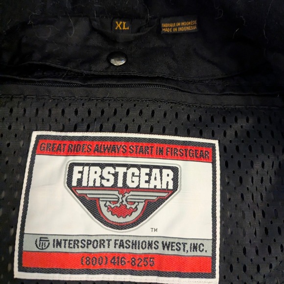 Firstgear Mens XL Motorcycle Jacket Leather Mesh Padded Racing Black Grey White - Picture 8 of 13